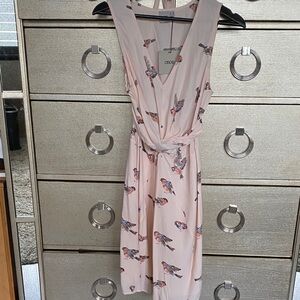 ASOS Pink Bird Print Midi Dress